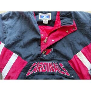 Arizona Cardinals 90s STARTER puffer 1/2 Pullover jacket XL blk red NFL Pro vtg